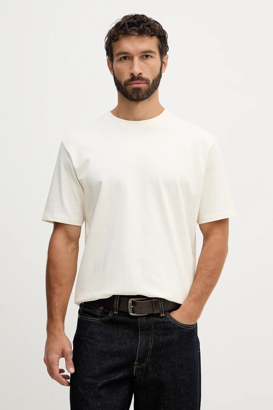 Lindbergh t-shirt bawełniany bawełna beżowy 30.400120