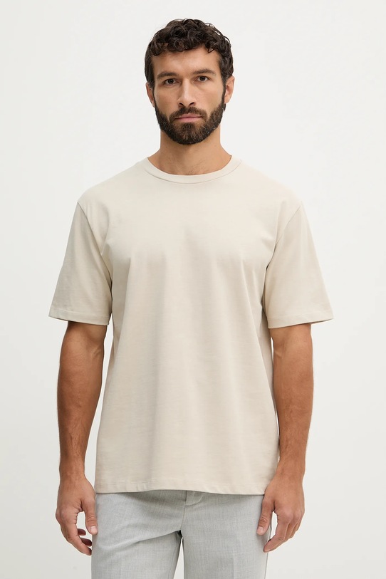 Lindbergh t-shirt bawełniany beżowy 30.400120