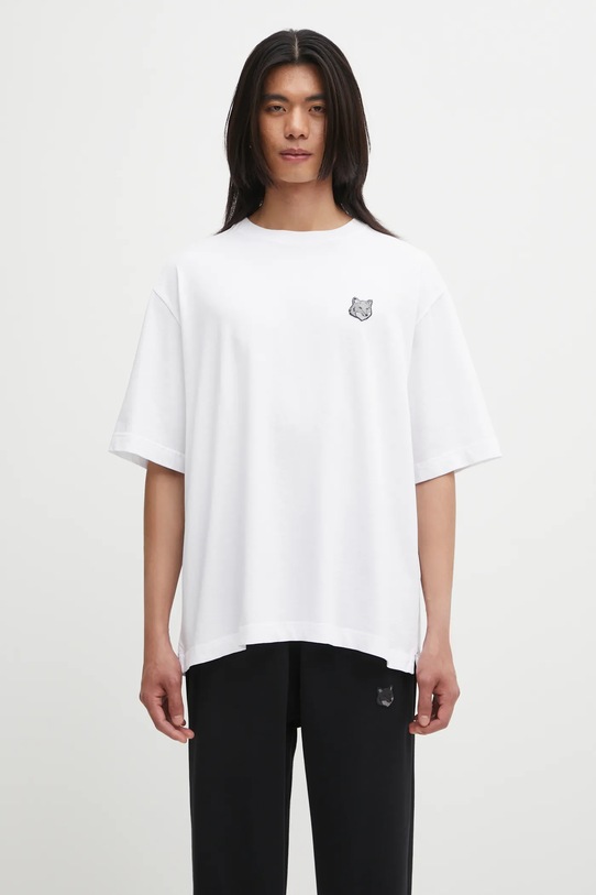 Maison Kitsuné t-shirt bawełniany Bold Fox Head Patch Oversize bawełna biały OM00128KJ0119