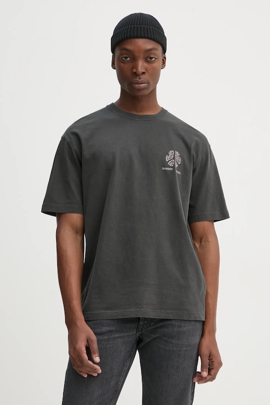 Pamučna majica Samsoe Samsoe SAJOURNAL U24400006 siva SS25