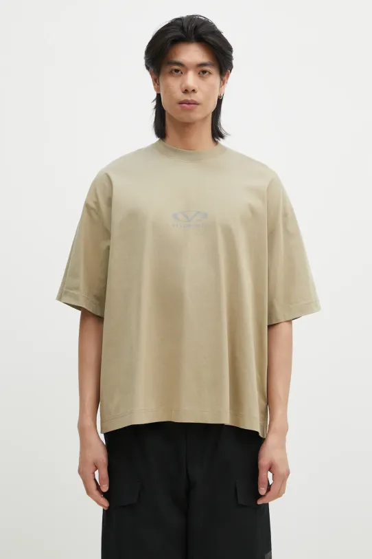 VETEMENTS t-shirt in cotone Oval Logo Cropped Boxy rilassato beige UA66TR600T