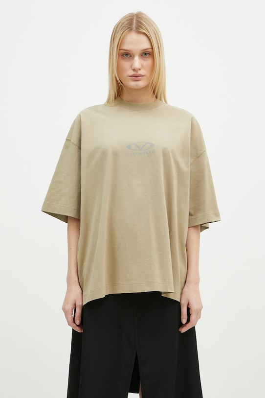 VETEMENTS t-shirt in cotone Oval Logo Cropped Boxy UA66TR600T beige SS25
