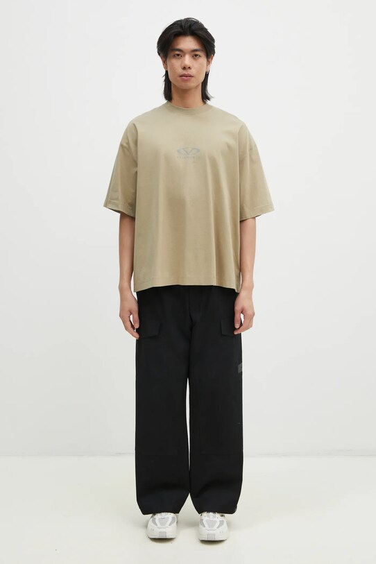 Бавовняна футболка VETEMENTS Oval Logo Cropped Boxy UA66TR600T бежевий