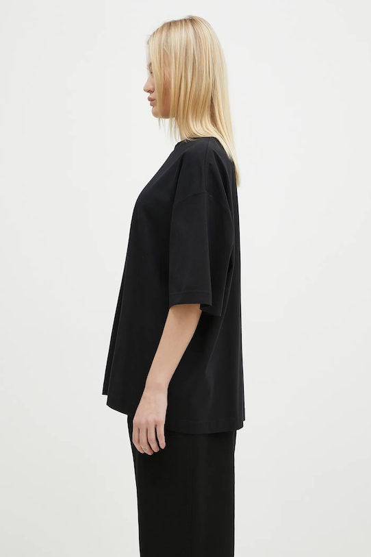 Хлопковая футболка VETEMENTS Oval Logo Cropped Boxy чёрный UA66TR600BB