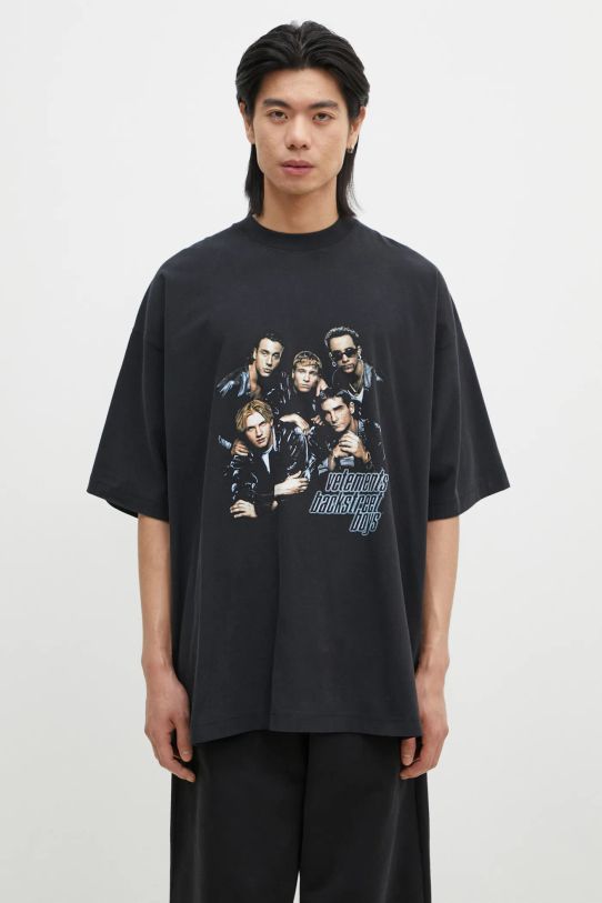 Бавовняна футболка VETEMENTS Backstreetboys Oversized надрук чорний UA66TR620B