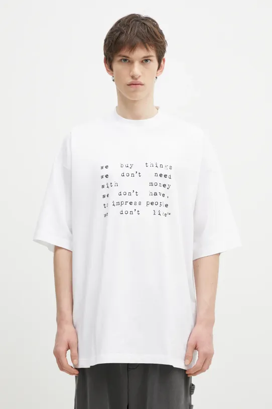 VETEMENTS t-shirt bawełniany We Buy Things Oversized nadruk biały UA66TR625W