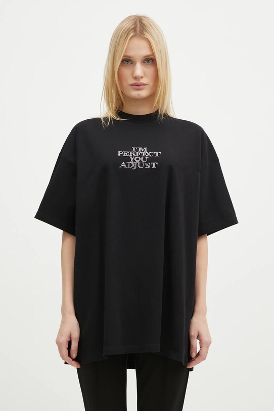 VETEMENTS t-shirt bawełniany I'M Perfect You Adjust Regular UA66TR680B czarny SS25