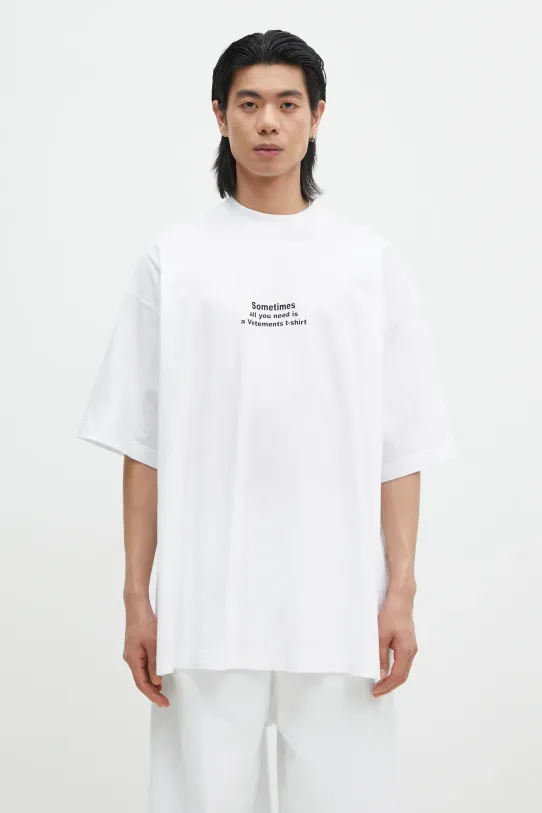 Бавовняна футболка VETEMENTS All You Need Oversized надрук білий UA66TR690W
