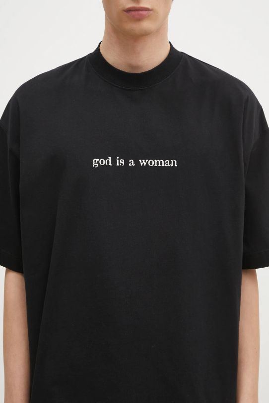 Βαμβακερό μπλουζάκι VETEMENTS God Is A Woman Cropped Boxy μαύρο UA66TR725B