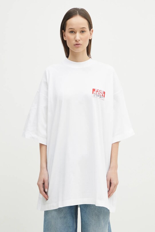 VETEMENTS tricou din bumbac For Rent Oversized UA66TR745W alb SS25