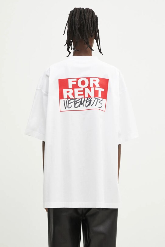 VETEMENTS tricou din bumbac For Rent Oversized UA66TR745W alb