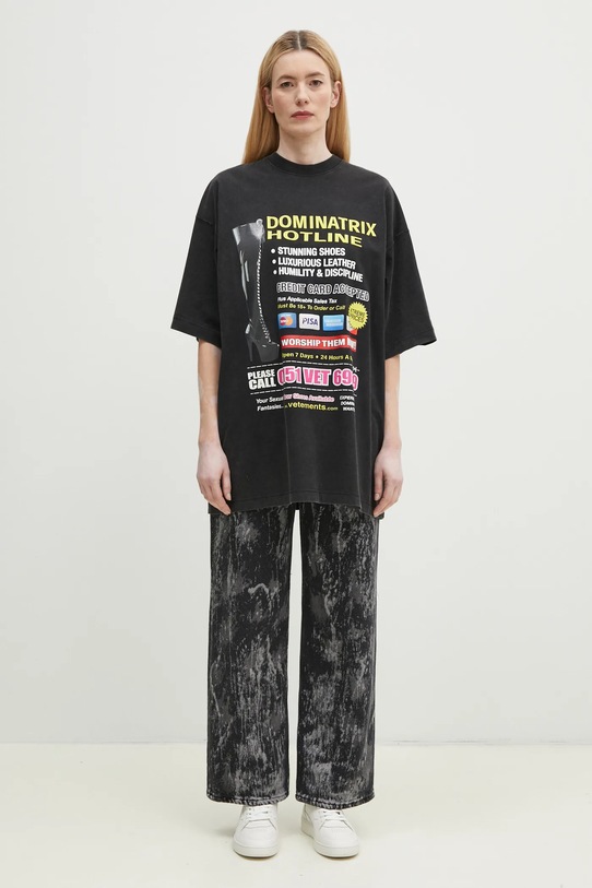 VETEMENTS t-shirt bawełniany Dominatrix Hotline Oversized UA66TR740B