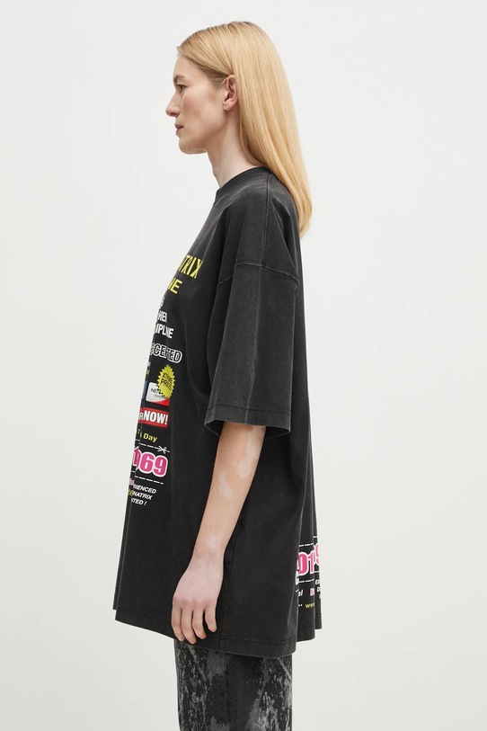 VETEMENTS t-shirt bawełniany Dominatrix Hotline Oversized czarny UA66TR740B