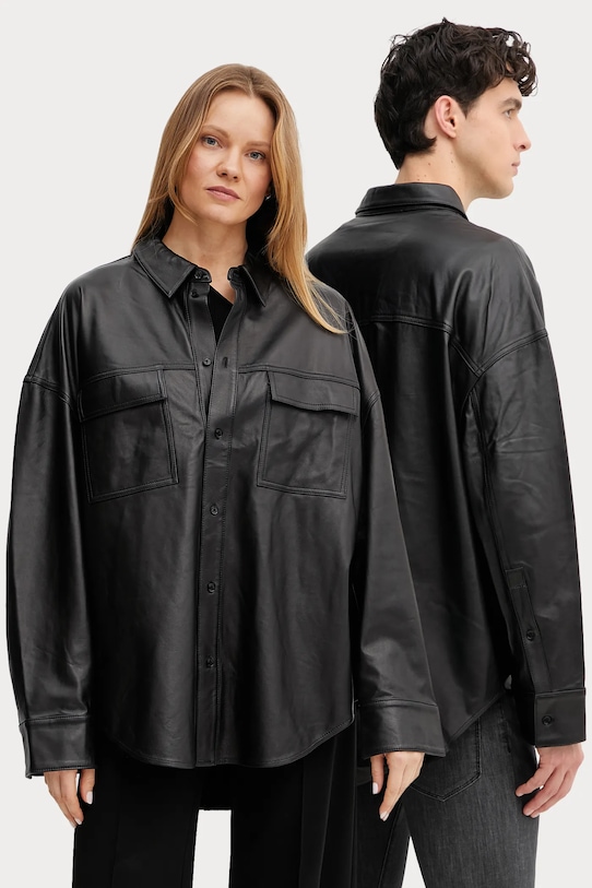 MICHAEL Michael Kors cămașă din piele lung negru UR540S0HW8