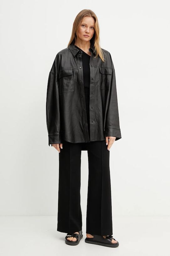 Îmbrăcăminte MICHAEL Michael Kors cămașă din piele UR540S0HW8 negru