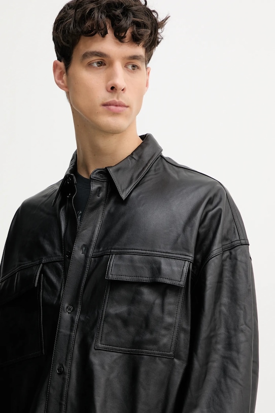 MICHAEL Michael Kors cămașă din piele UR540S0HW8 negru