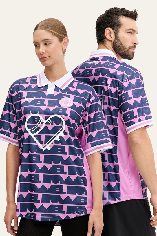 Πόλο Hummel Hummel x Community Love εμπριμέ ροζ 227576