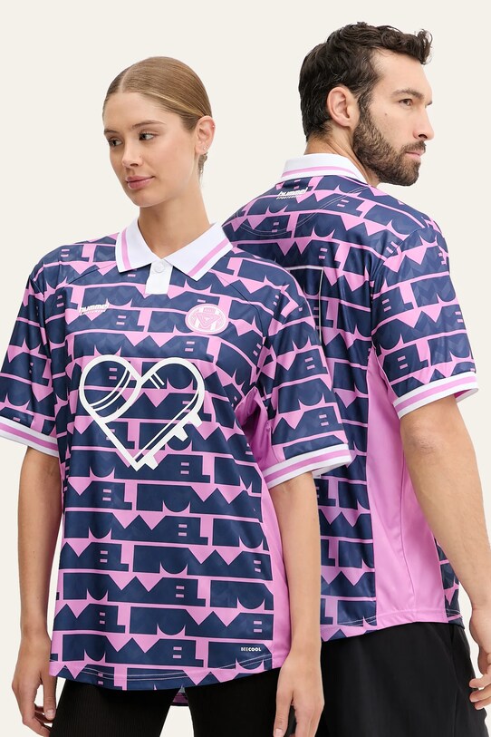 Hummel tricou polo Hummel x Community Love cu modele bleumarin 227576