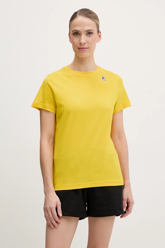 K-Way t-shirt bawełniany K007JE0 żółty