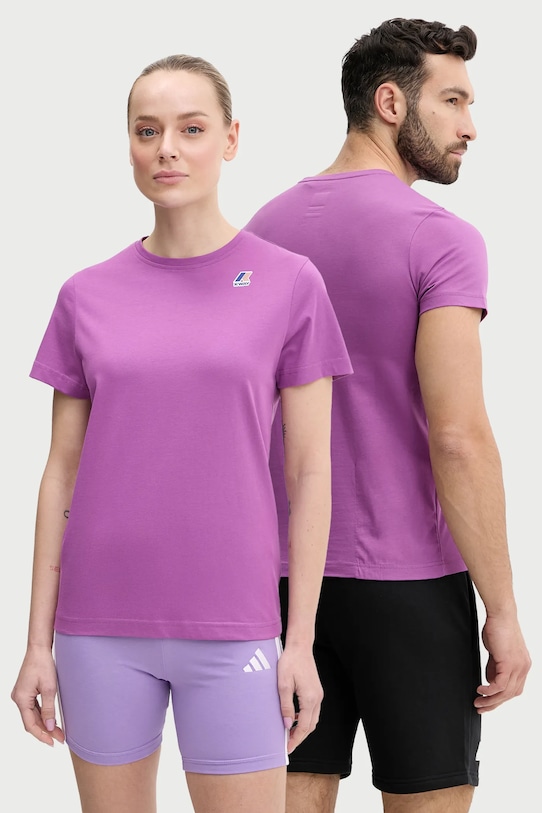 K-Way t-shirt bawełniany nadruk fioletowy K007JE0