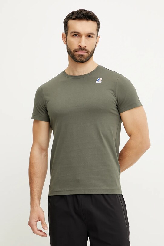 K-Way t-shirt bawełniany K007JE0 zielony SS25