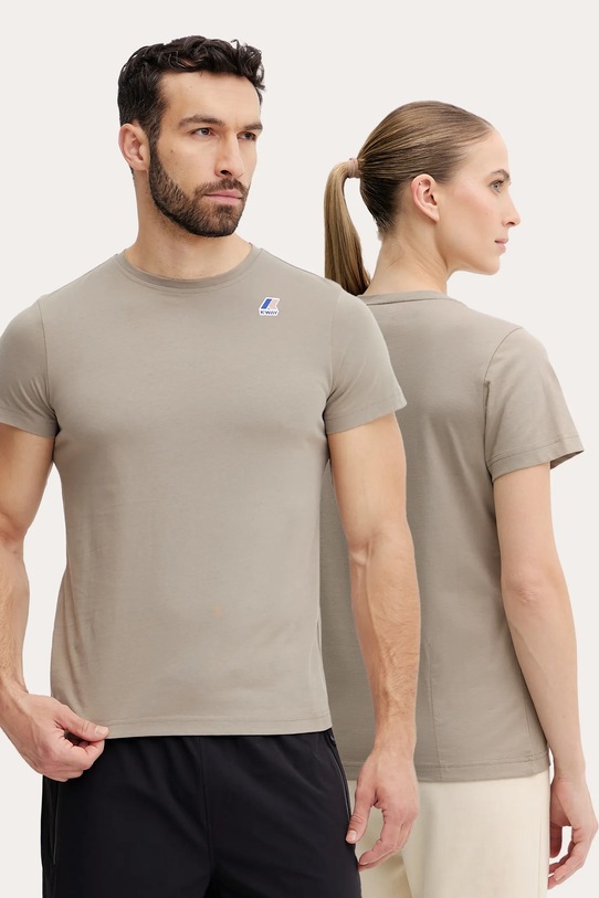 Bavlnené tričko K-Way potlač béžová K007JE0