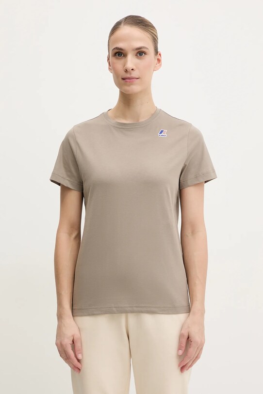K-Way t-shirt bawełniany K007JE0 beżowy SS25