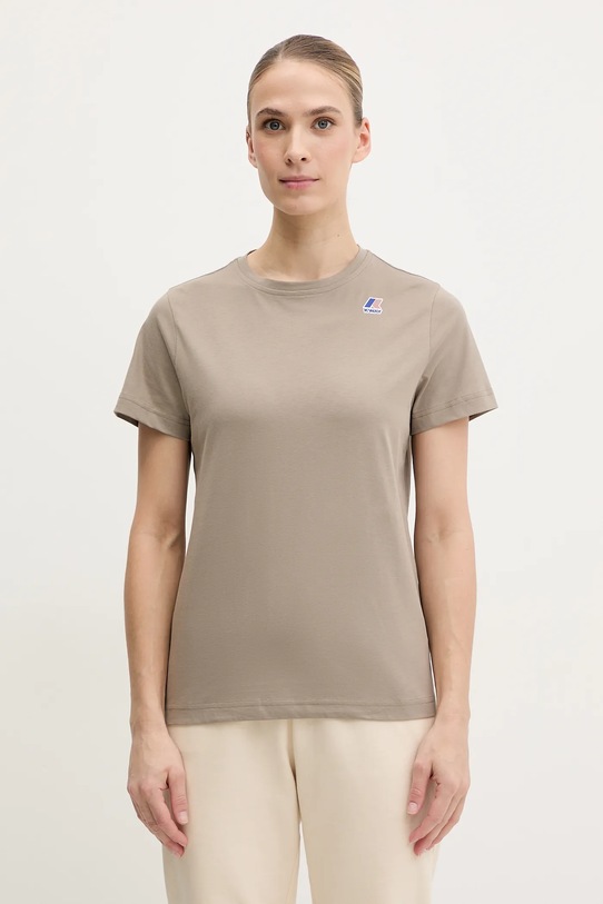 Bavlnené tričko K-Way K007JE0 béžová SS25