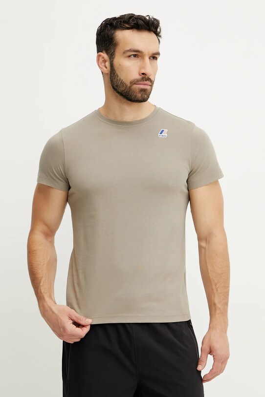 K-Way t-shirt bawełniany K007JE0 beżowy