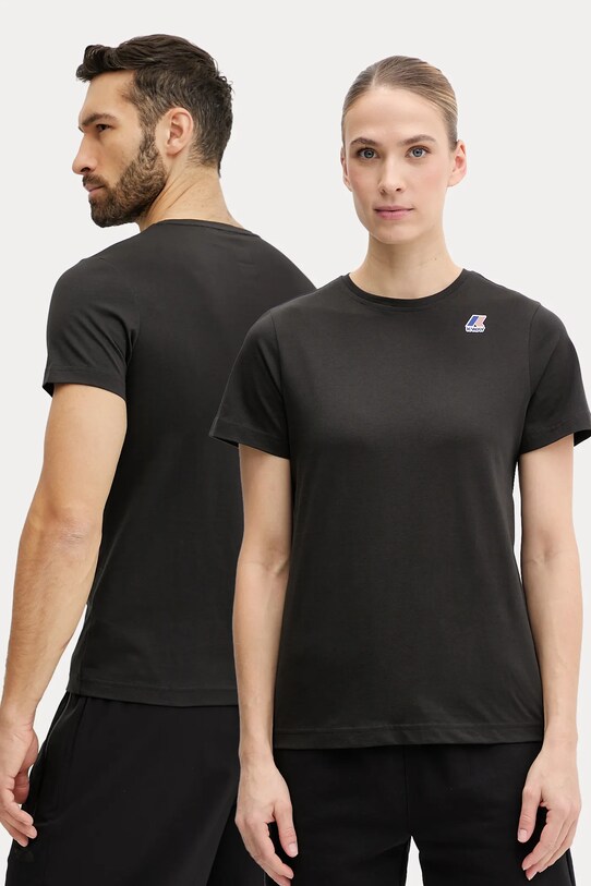 K-Way t-shirt bawełniany nadruk czarny K007JE0