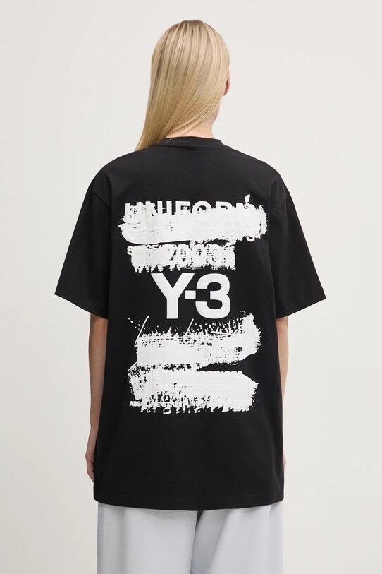 Памучна тениска Y-3 Graphic SS Tee JN4879 черен SS25