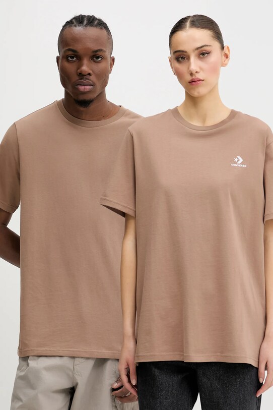 Converse t-shirt bawełniany bawełna brązowy 10023876.A46