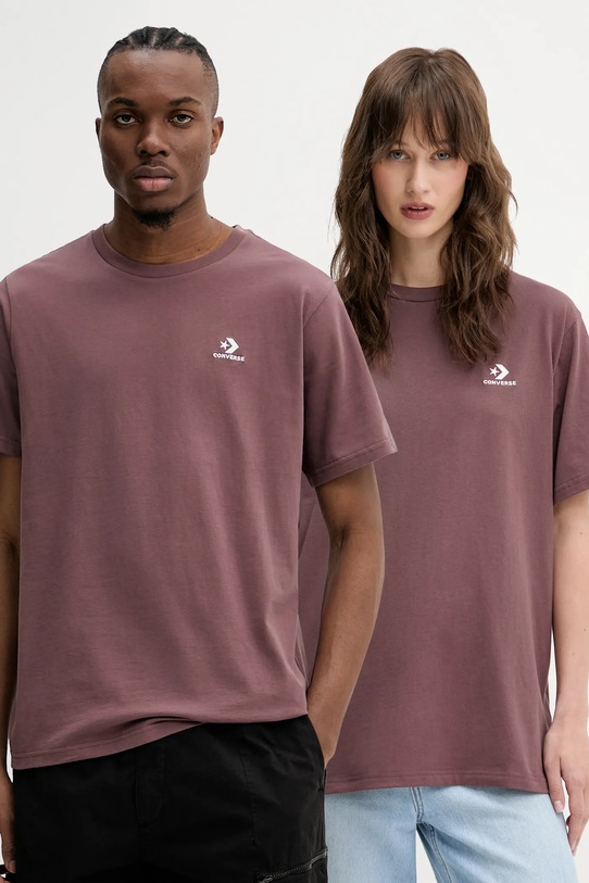 Pamučna majica Converse pamuk bordo 10023876.A57