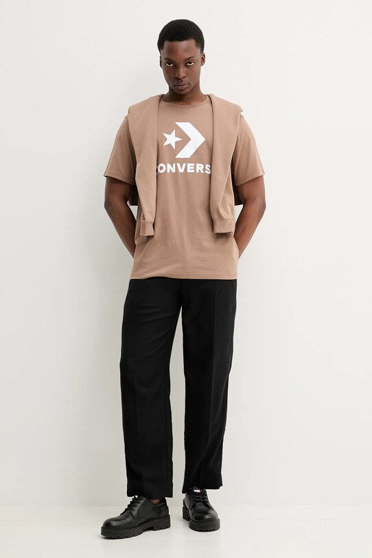 Converse t-shirt bawełniany brązowy 10025458.A39