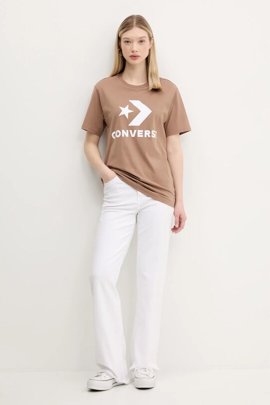 Converse t-shirt bawełniany 10025458.A39 brązowy