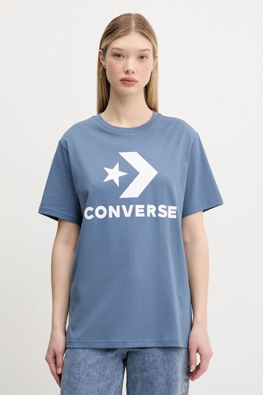 Odzież Converse t-shirt bawełniany 10025458.A40 niebieski
