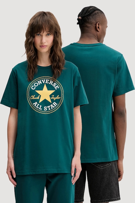 Bombažna kratka majica Converse Okrogel zelena 10025459.A31
