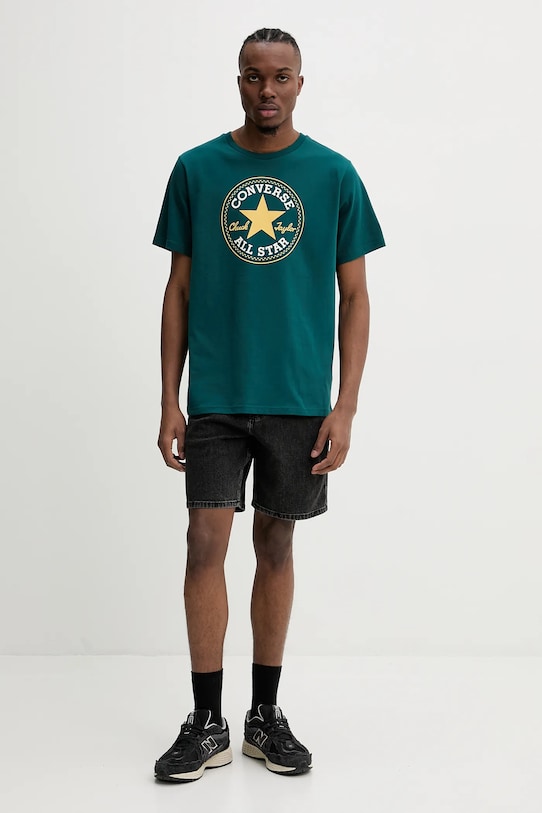 Bombažna kratka majica Converse zelena 10025459.A31