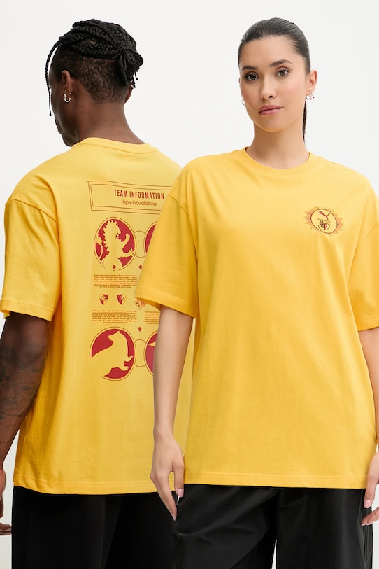 Bavlněné tričko Puma PUMA x HARRY POTTER kulatý žlutá 630092