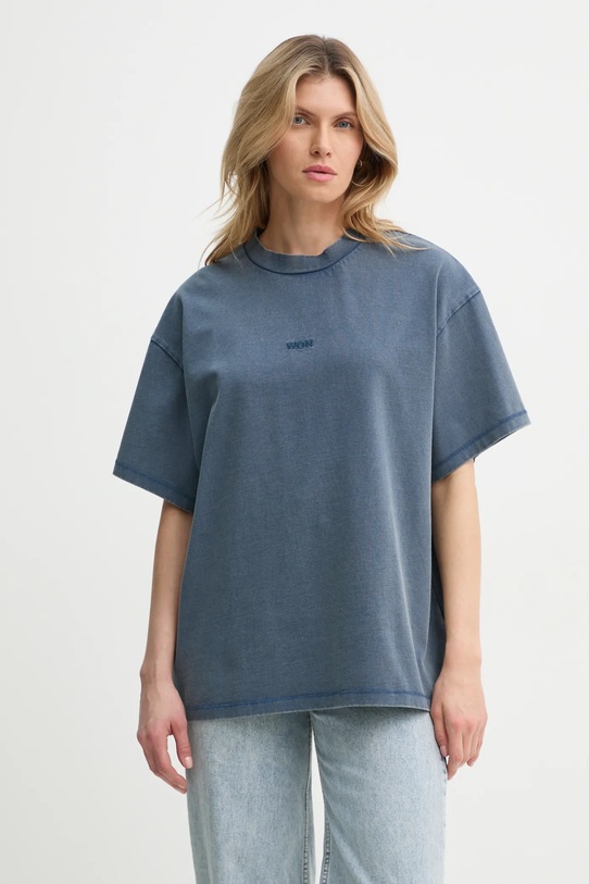 Won Hundred tricou din bumbac albastru 3728.12089