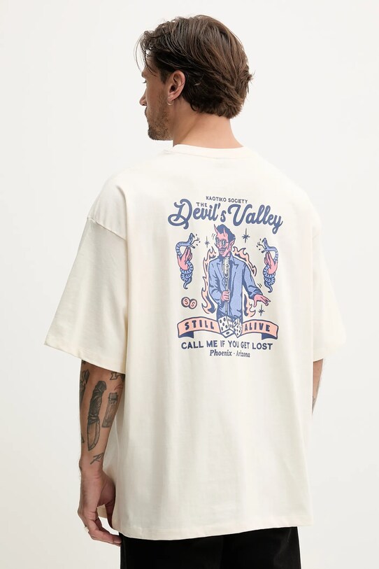 Kaotiko tricou din bumbac AQ052.01S.G002 bej SS25