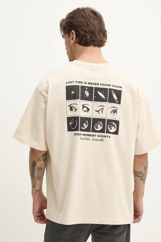 Kaotiko t-shirt bawełniany AQ066.01.G002 beżowy SS25