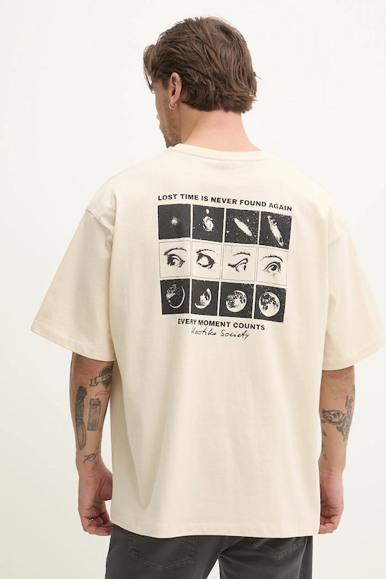 Kaotiko t-shirt bawełniany AQ066.01.G002 beżowy SS25