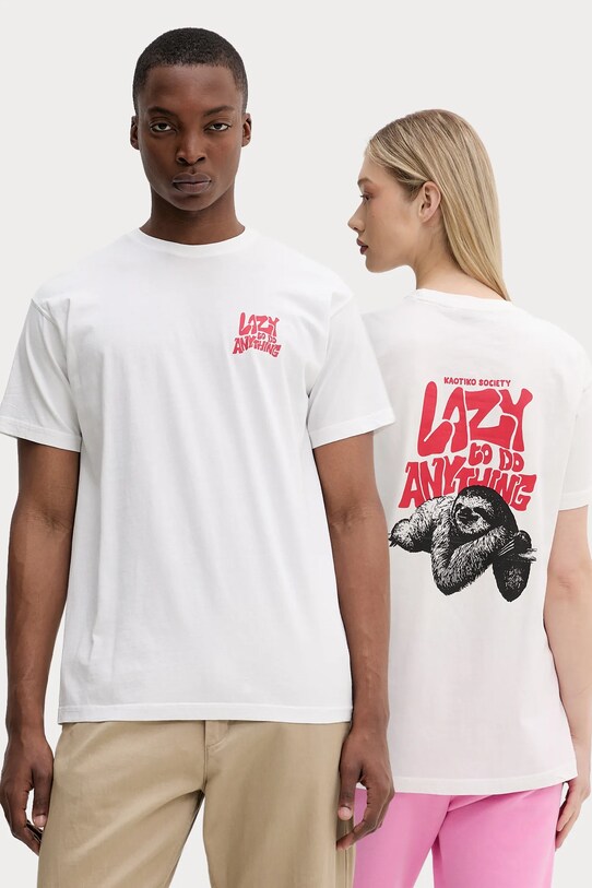 Kaotiko t-shirt bawełniany nadruk biały AQ004.01.G002