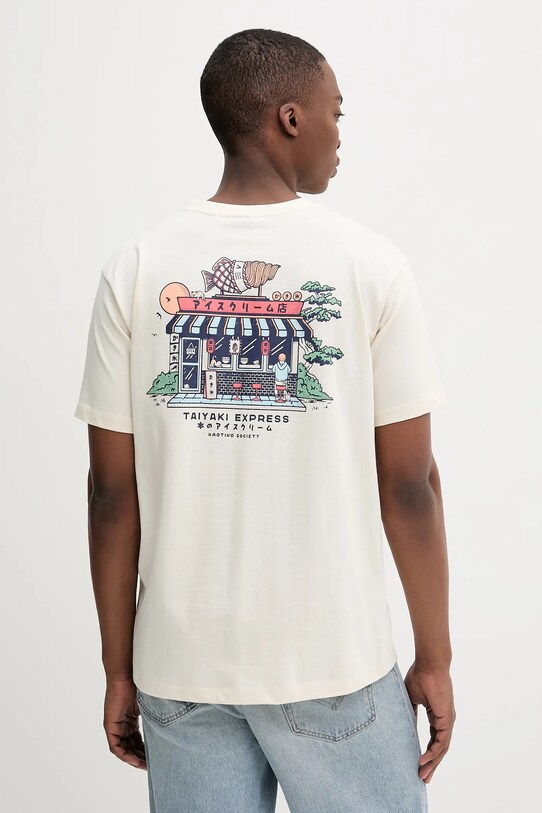 Kaotiko tricou din bumbac print bej AQ038.01S.G002