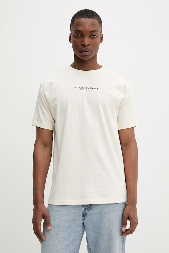 Bavlněné tričko Kaotiko AQ038.01S.G002 béžová SS25