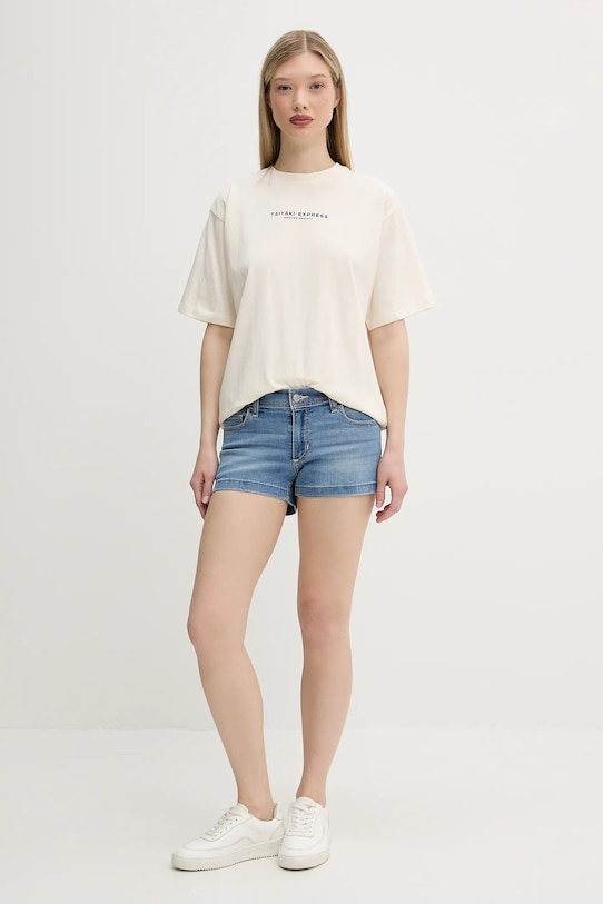 Bavlněné tričko Kaotiko AQ038.01S.G002 béžová