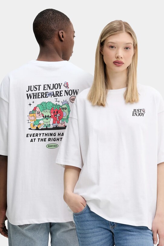 Kaotiko t-shirt bawełniany nadruk biały AQ057.01S.G002