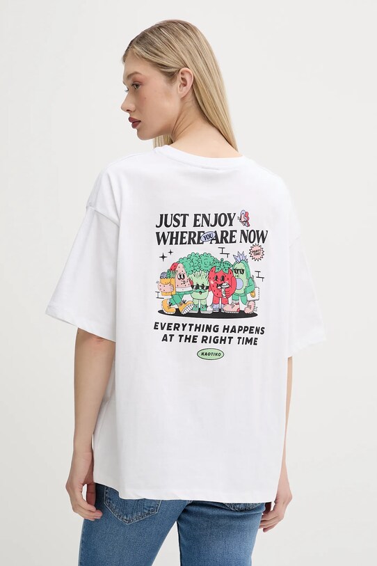 Îmbrăcăminte Kaotiko tricou din bumbac AQ057.01S.G002 alb
