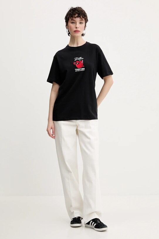 Kaotiko tricou din bumbac AQ064.01.G002 negru